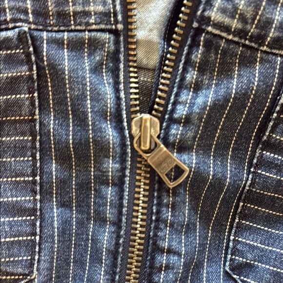 Armani Exchange Blue Denim Jacket with Pinstripe Pattern size XS - Picture 9 of 14